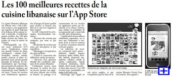 Article on '100 Lebanese Recipes' in L'Orient-Le Jour (Lebanon)