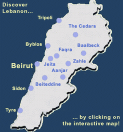 Lebanon Guide: Touristic Sites: Map of Lebanon